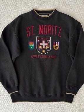 Vintage 90s Danaggers St. Moritz Switzerland Embroidered Crewneck Sweatshirt